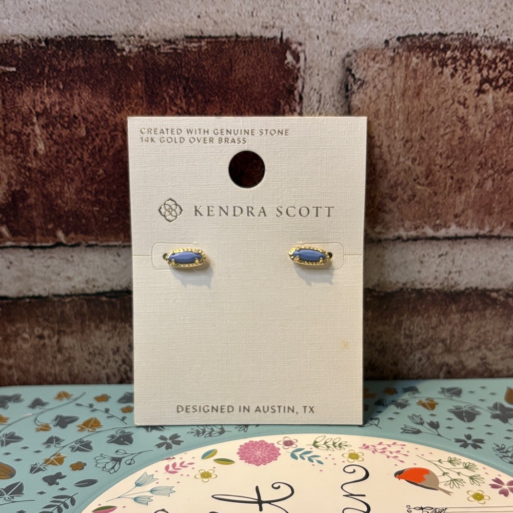 Kendra Scott Gold and Blue Stud Earrings